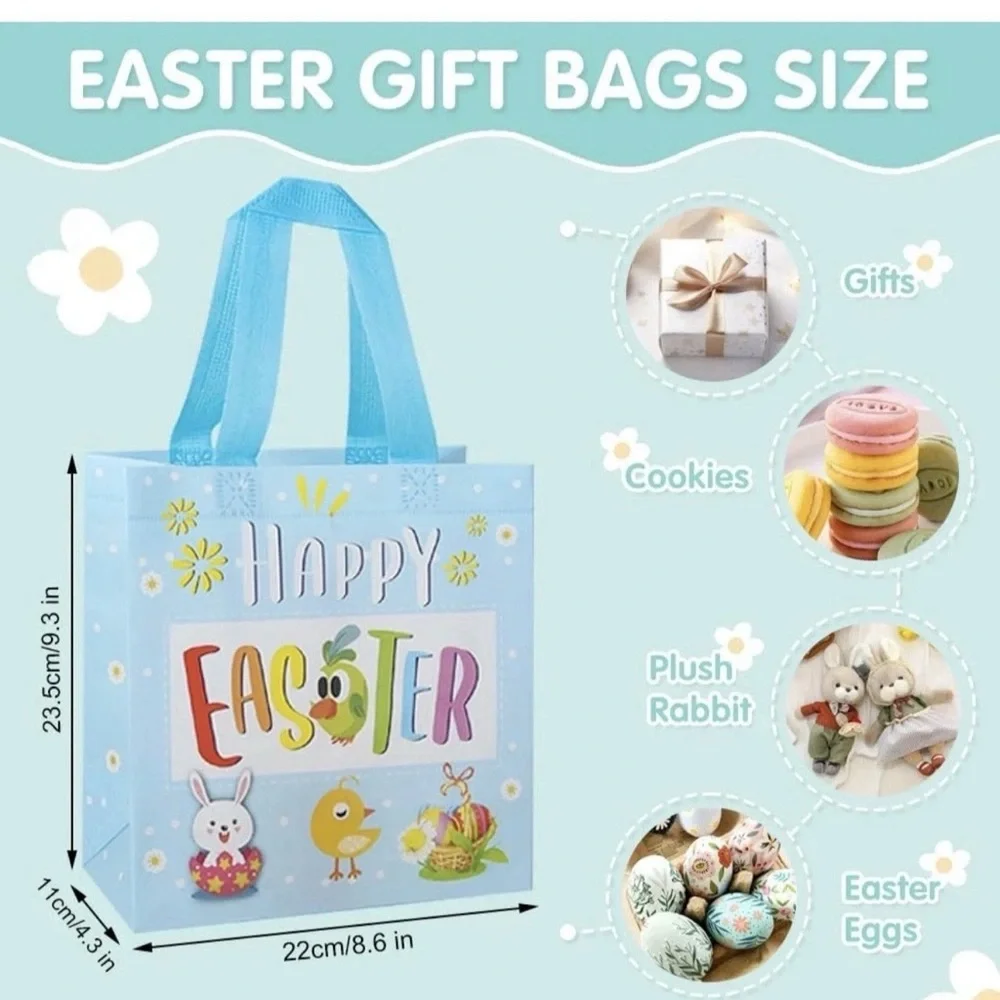 Happy Easter Bunny Reusable Gift Bag - multicolor set of 6